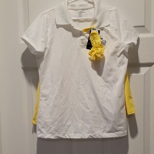 Skechers White Polo with Yellow Side Panels
